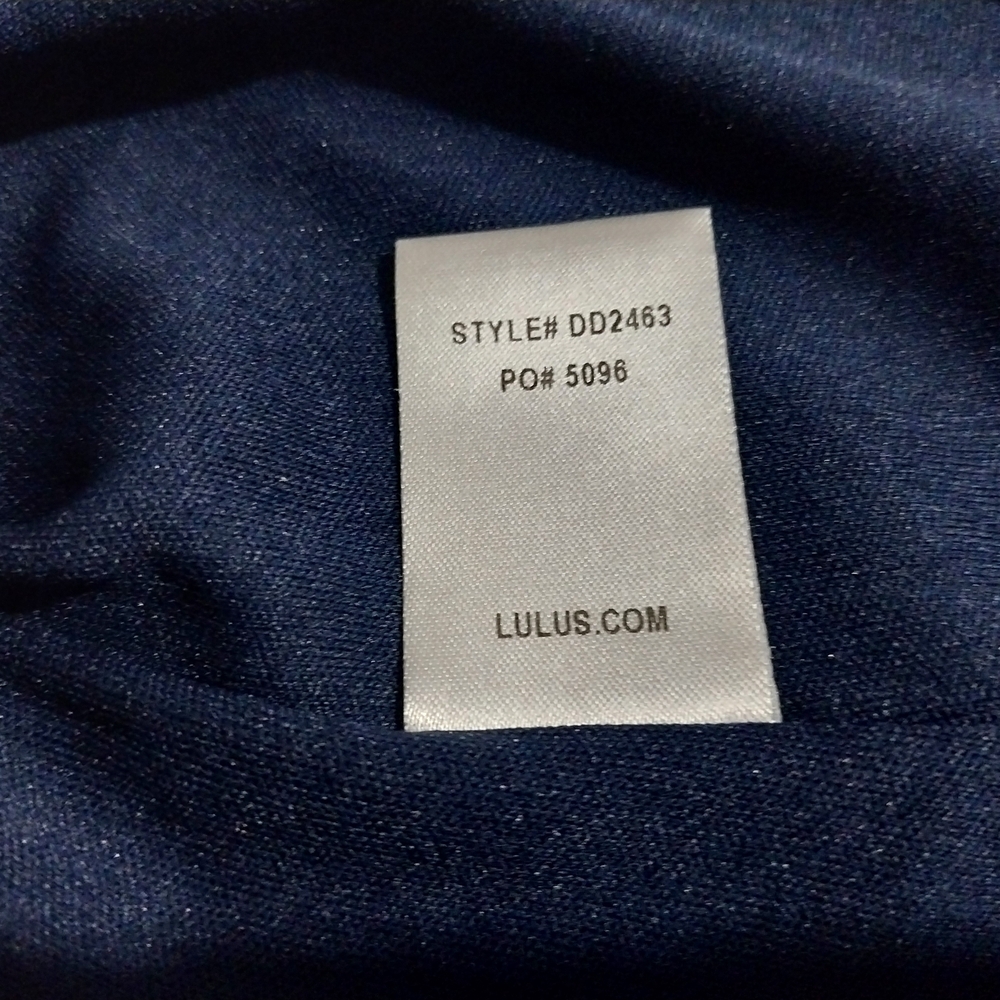 LULUS size L Dark Blue and White Checkered Midi Elegant Formal Dress - Picture 9 of 16